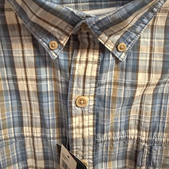 GH Bass Rock River Textured Plaid Shirt Mens 3XL Blue Short Sleeve Button Up NWT - Picture 3 of 8